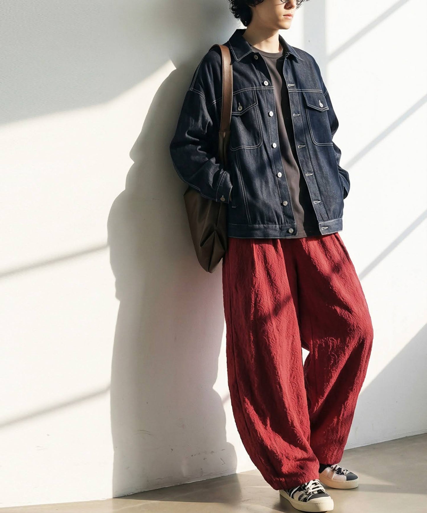 Paisley Embroidered Barrel Leg Pants Men's