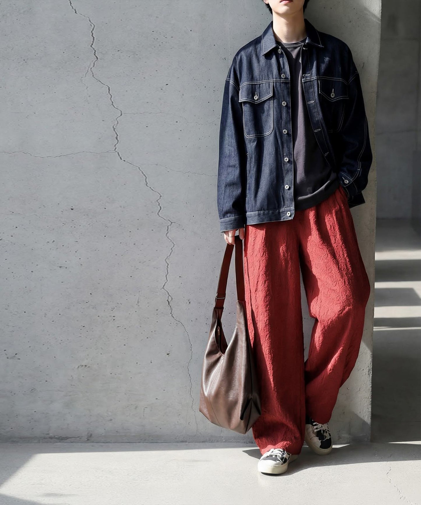 Paisley Embroidered Barrel Leg Pants Men's