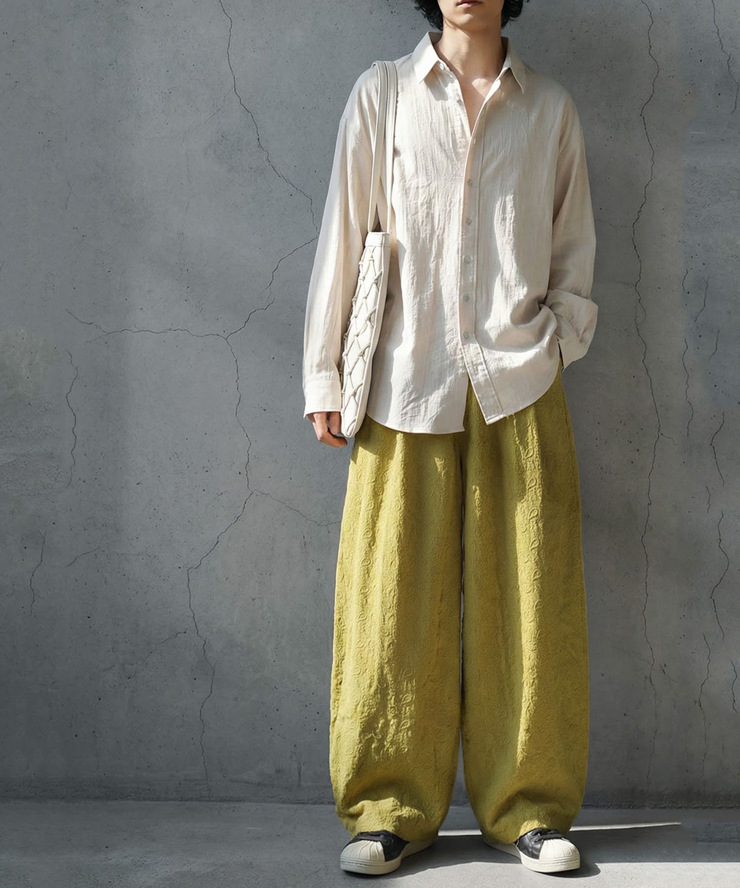 Paisley Embroidered Barrel Leg Pants Men's