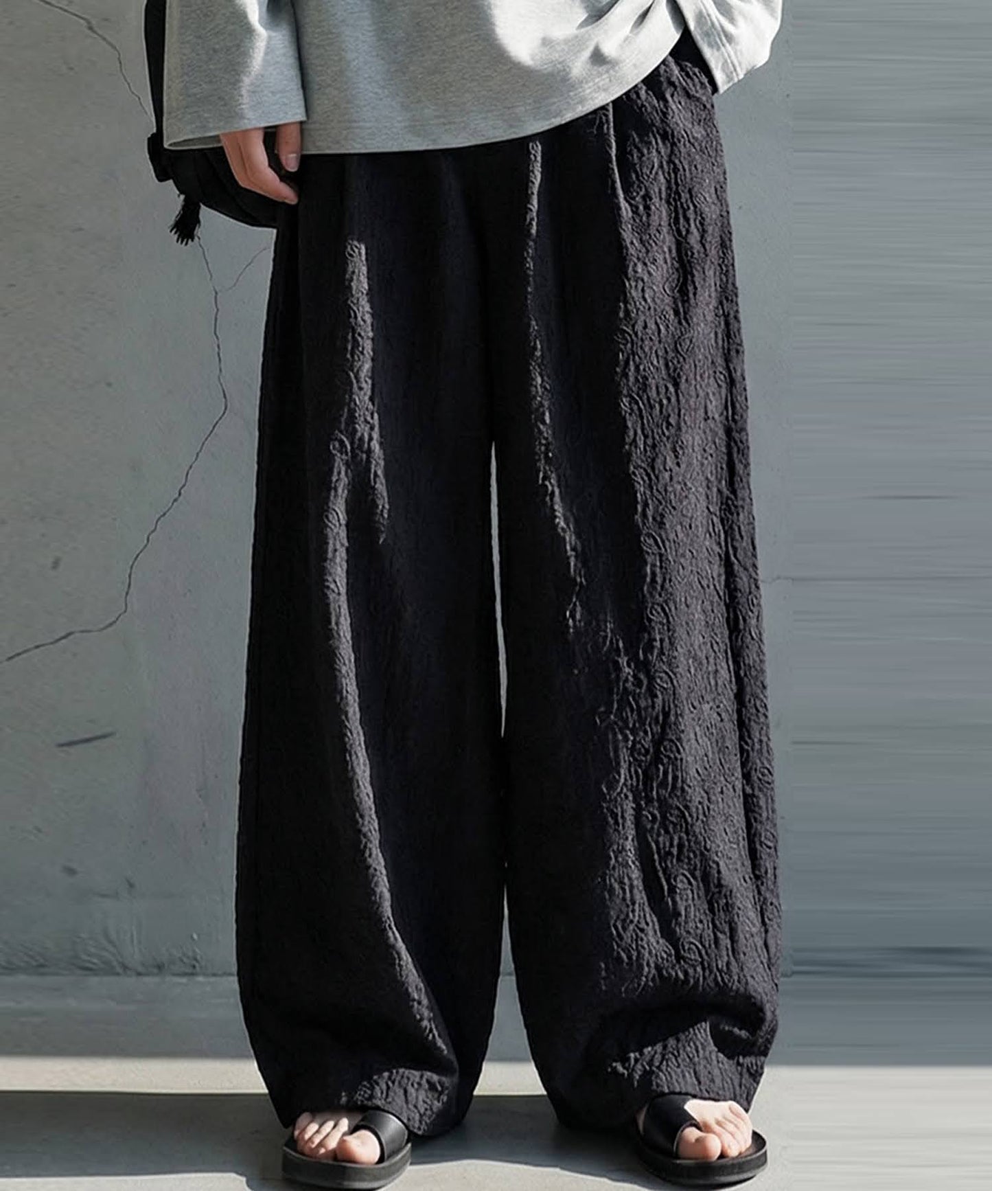 Paisley Embroidered Barrel Leg Pants Men's
