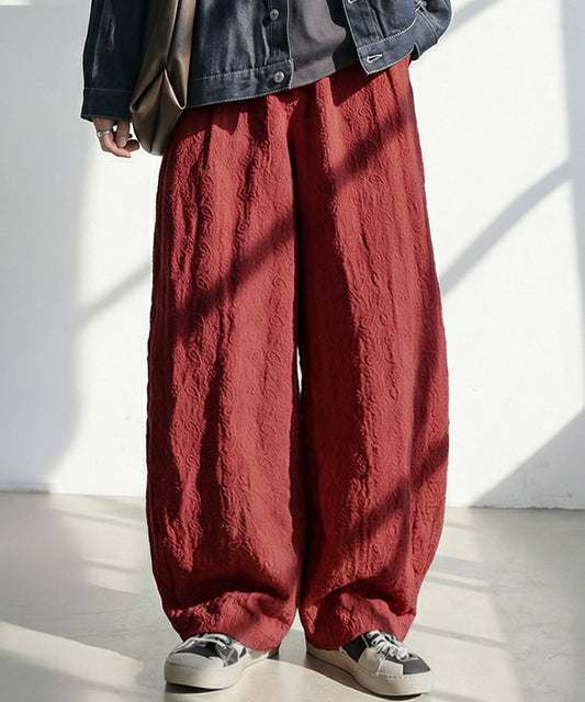 Paisley Embroidered Barrel Leg Pants Men's