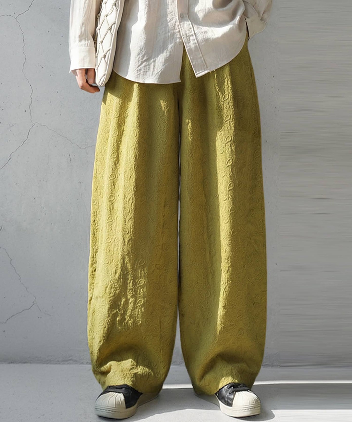 Paisley Embroidered Barrel Leg Pants Men's