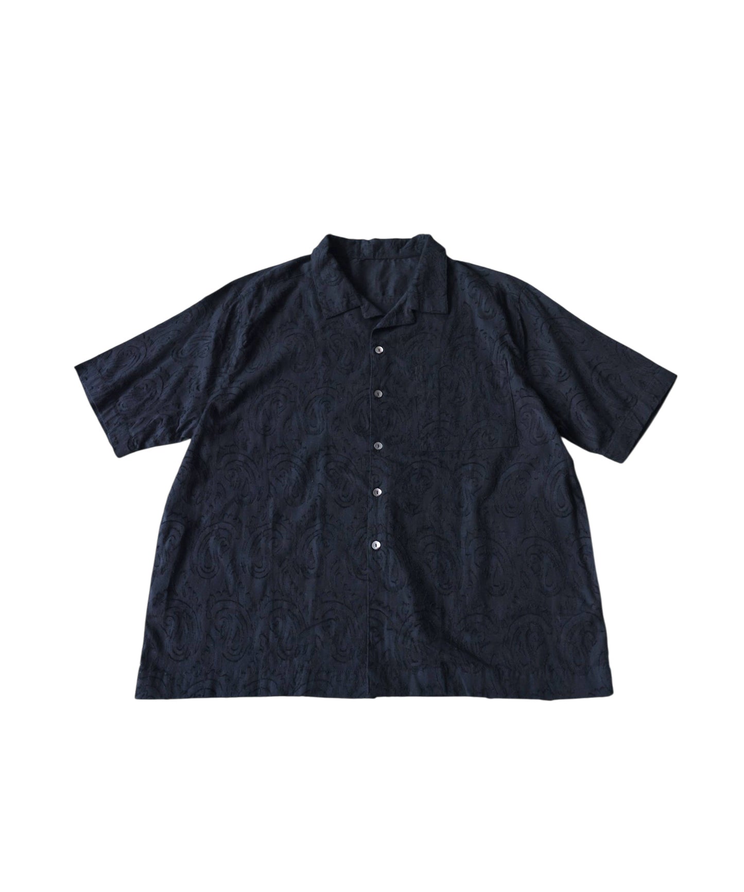 100% Cotton Dobby Weave Paisley Pattern Open Collar Shirt Men’s