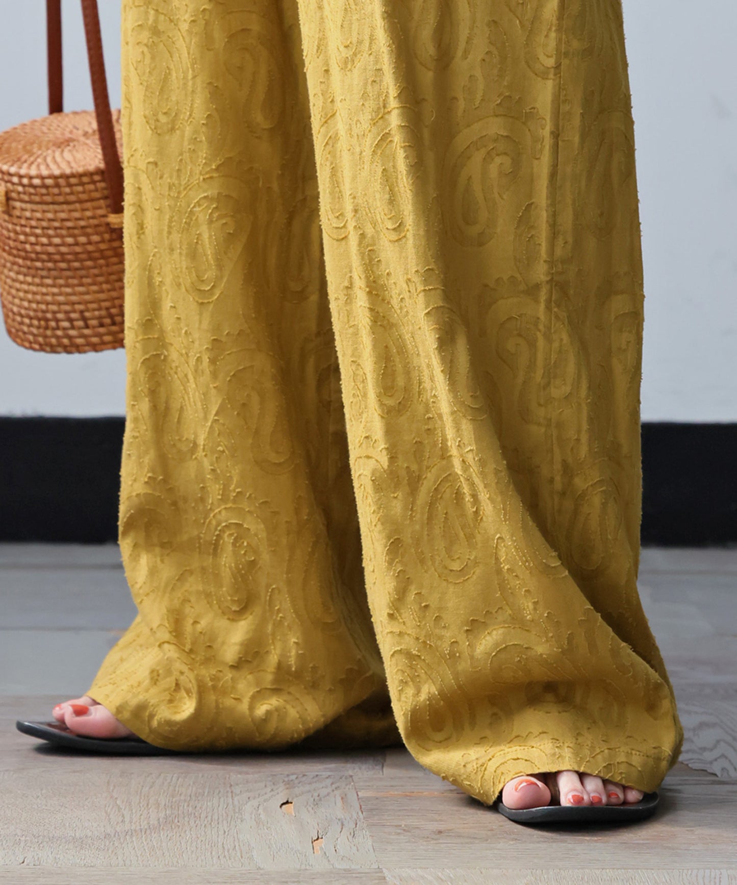 100% Cotton Dobby Weave Indian Cotton Wide Pants Ladies