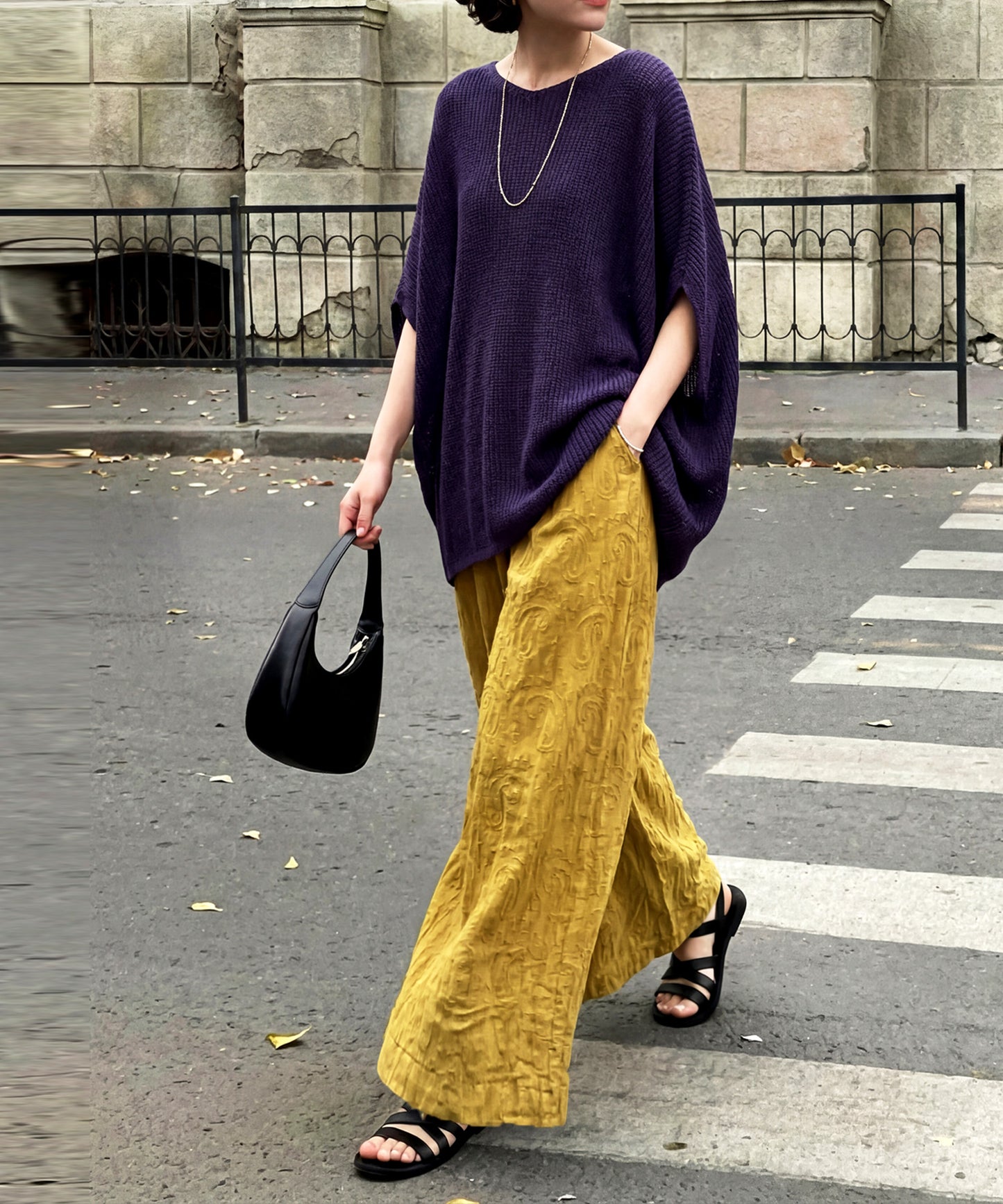 100% Cotton Dobby Weave Indian Cotton Wide Pants Ladies