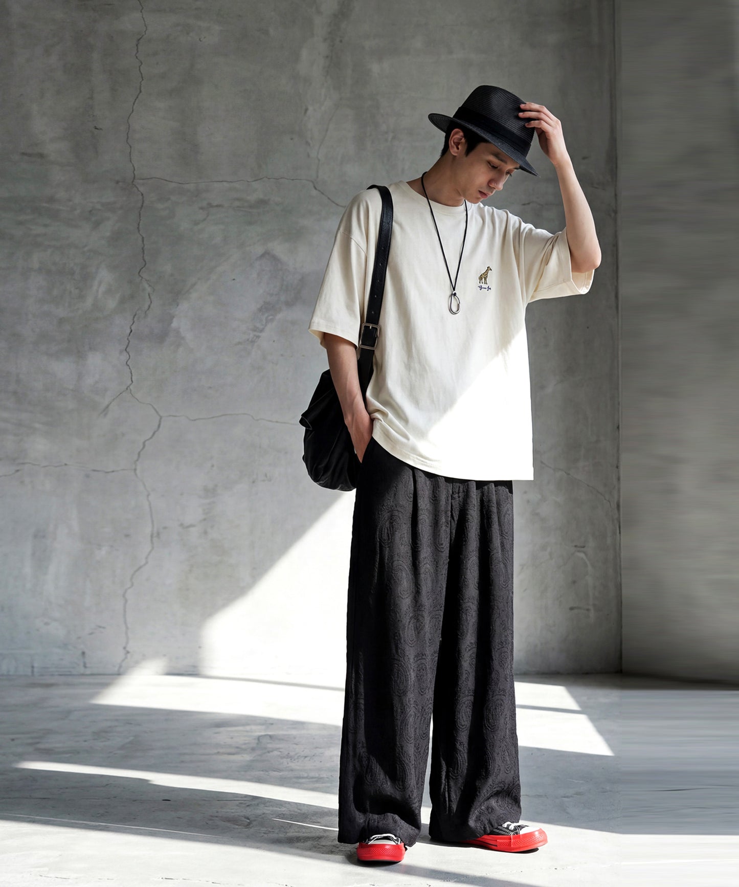 100% Cotton Dobby Weave Indian Cotton Wide Pants Men’s