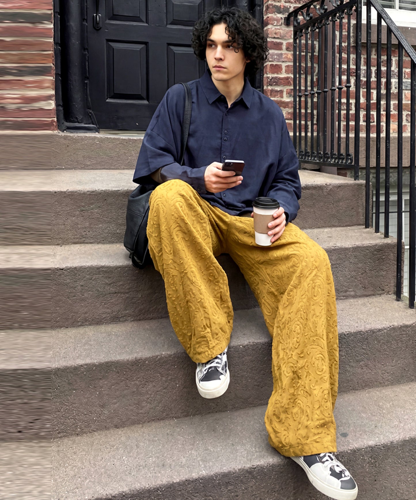 100% Cotton Dobby Weave Indian Cotton Wide Pants Men’s