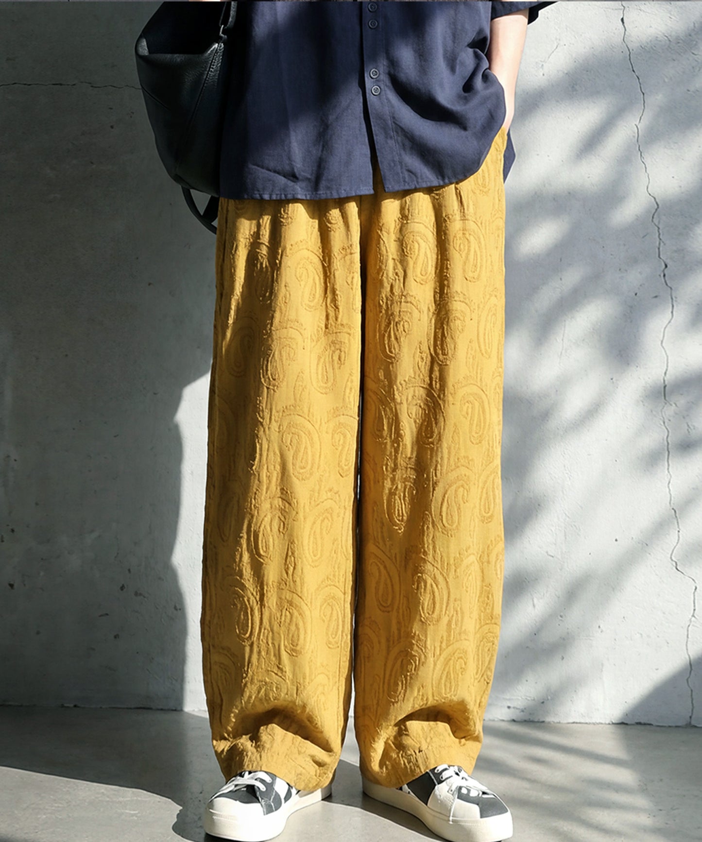 100% Cotton Dobby Weave Indian Cotton Wide Pants Men’s