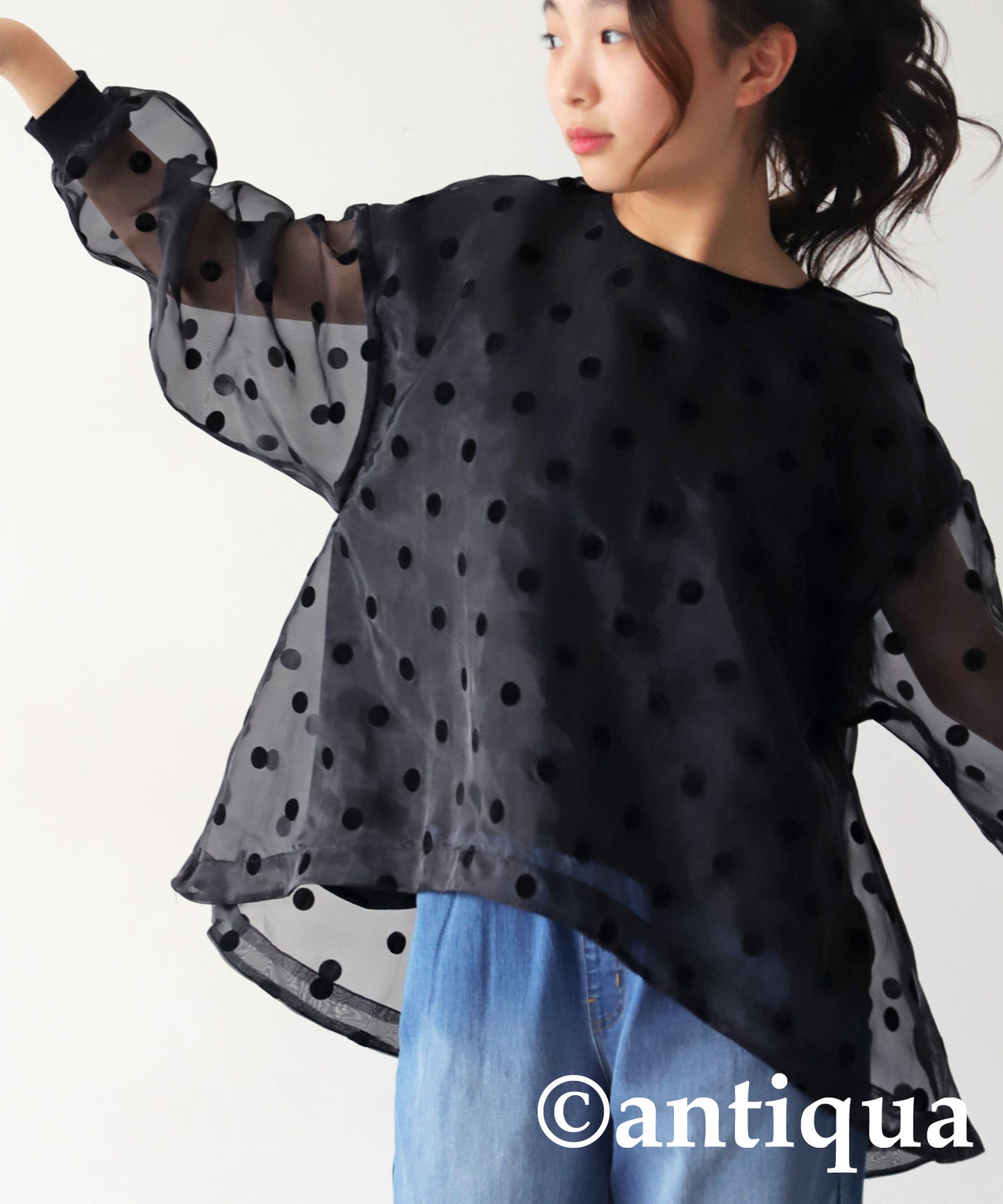 Polka Dot Sheer Tops Junior