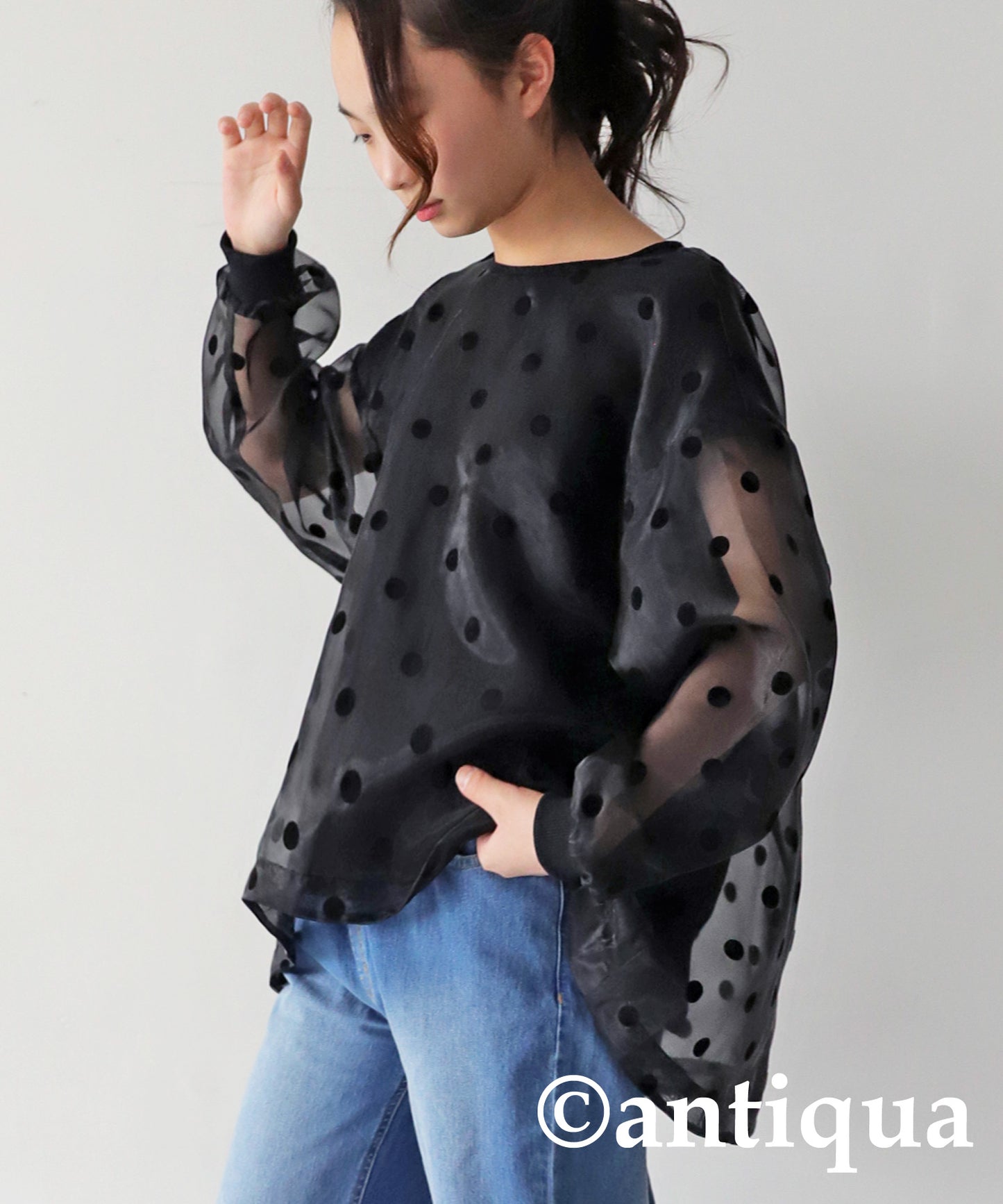 Polka Dot Sheer Tops Junior