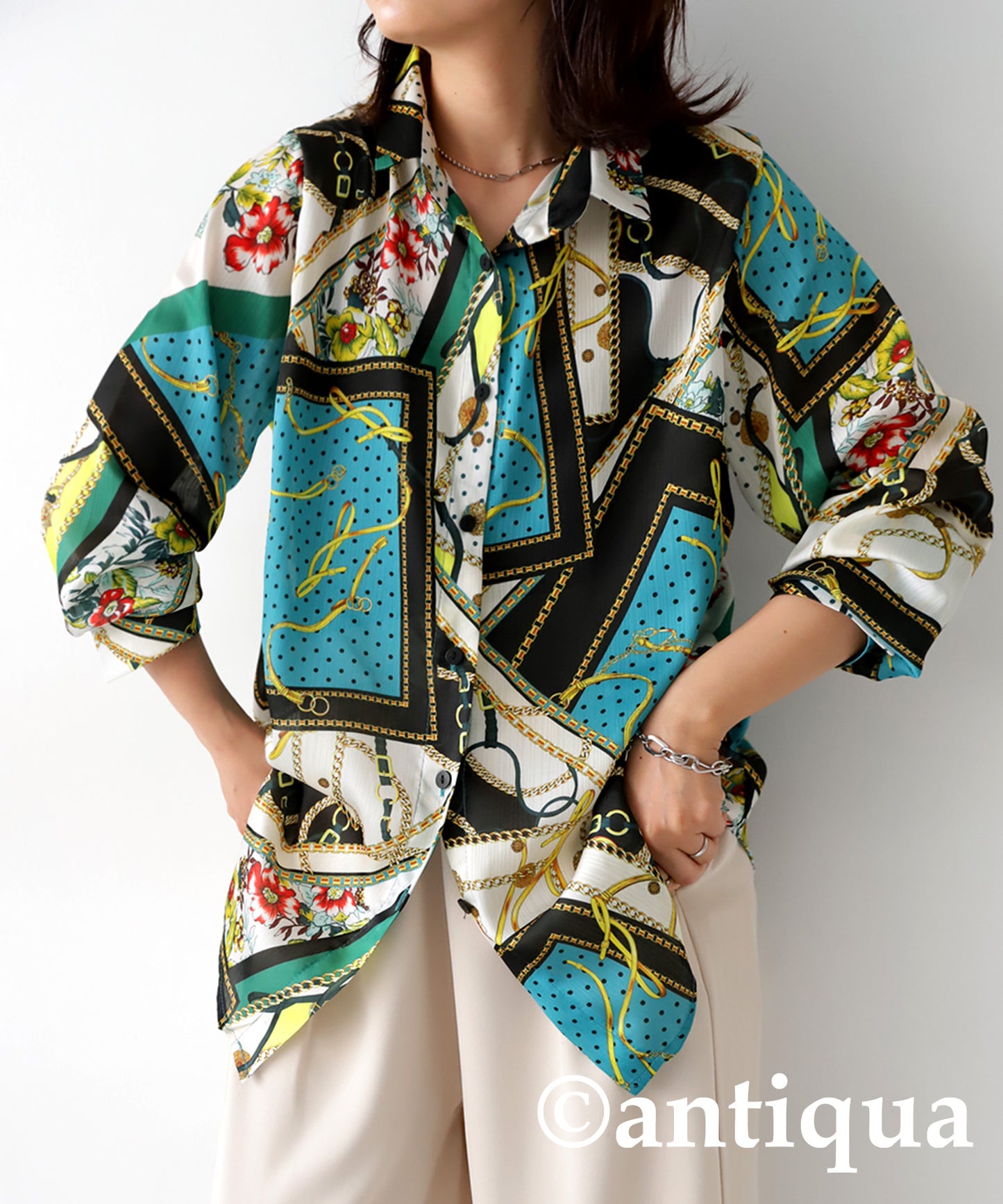 Scarf pattern Ladies shirt Ladies tops