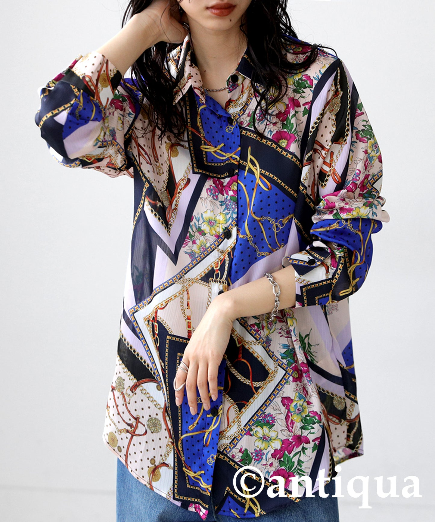 Scarf pattern Ladies shirt Ladies tops