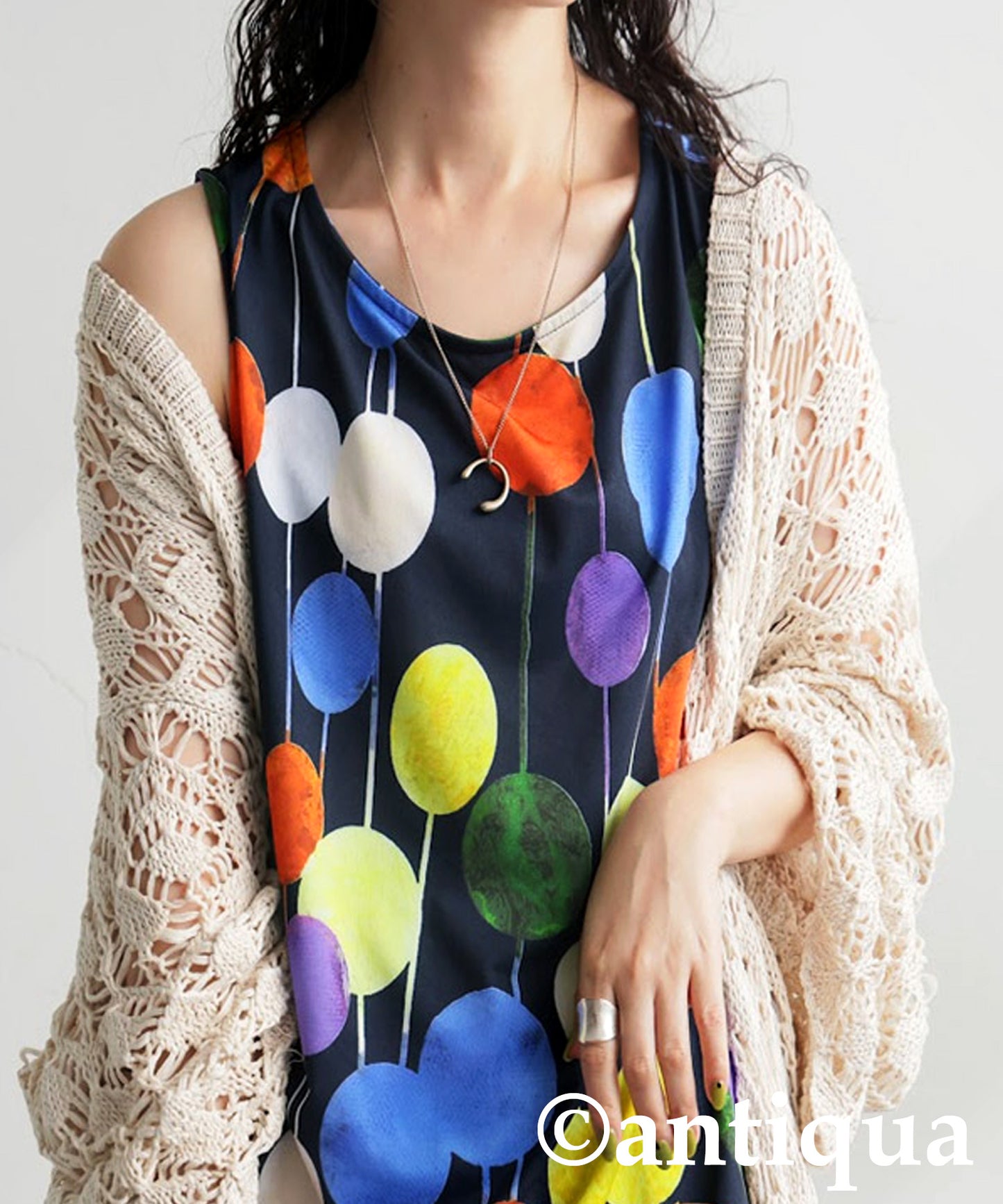 Ladies Colorful Dot Sleeveless Top