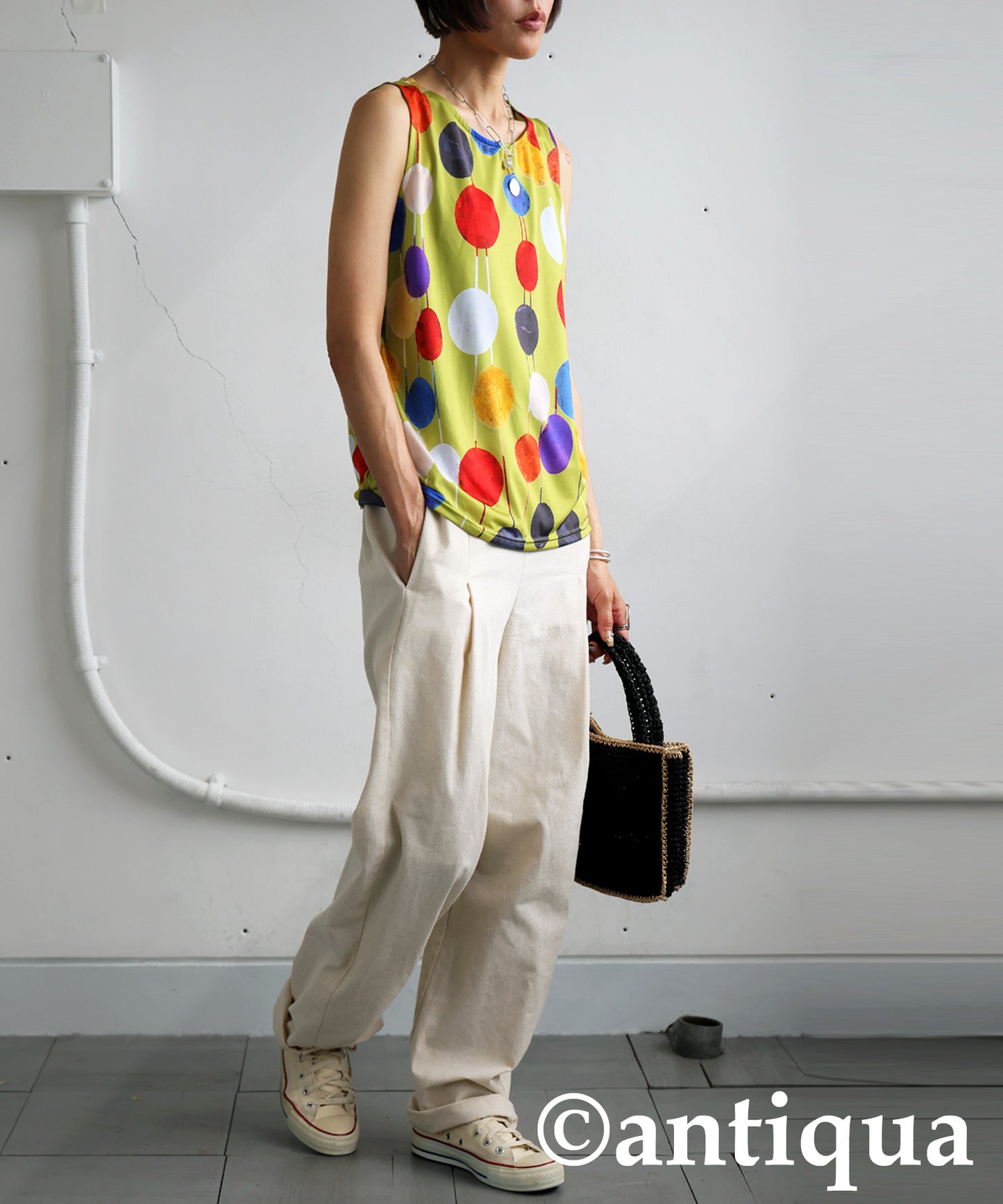 Ladies Colorful Dot Sleeveless Top