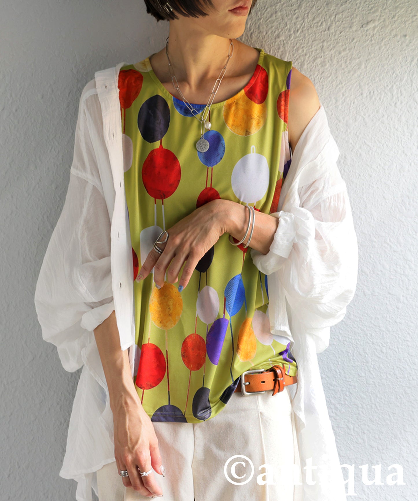 Ladies Colorful Dot Sleeveless Top
