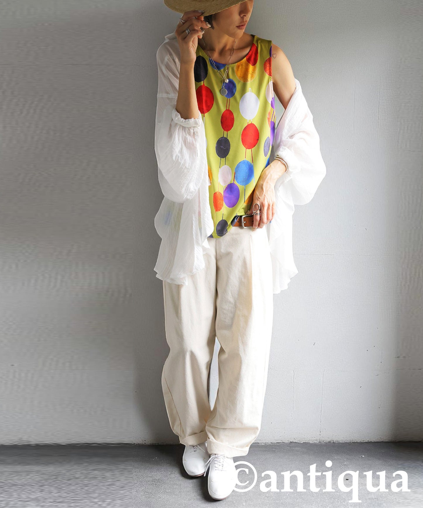 Ladies Colorful Dot Sleeveless Top