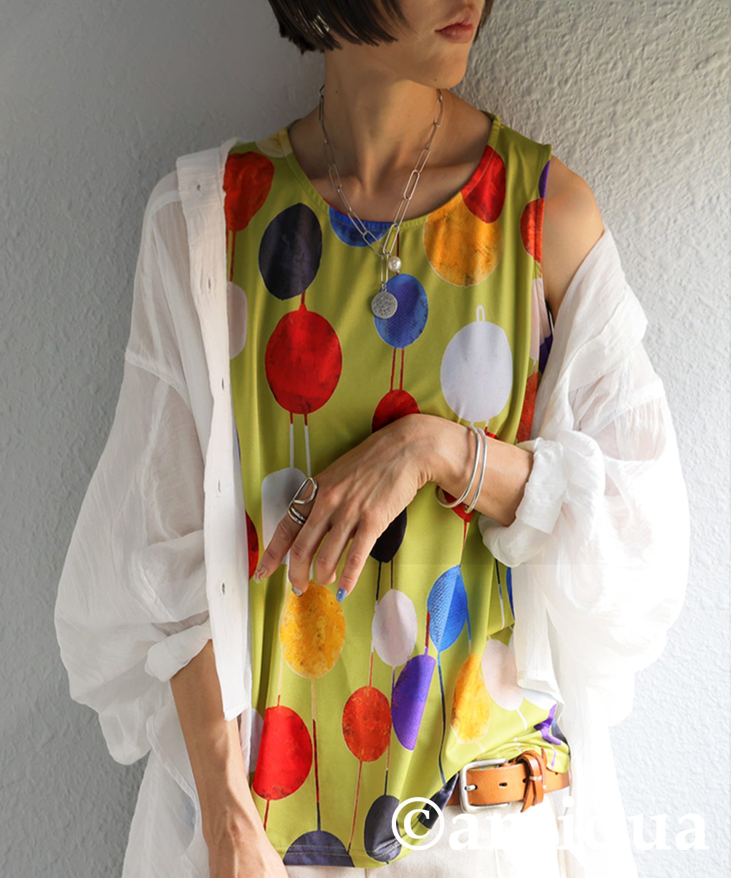 Ladies Colorful Dot Sleeveless Top