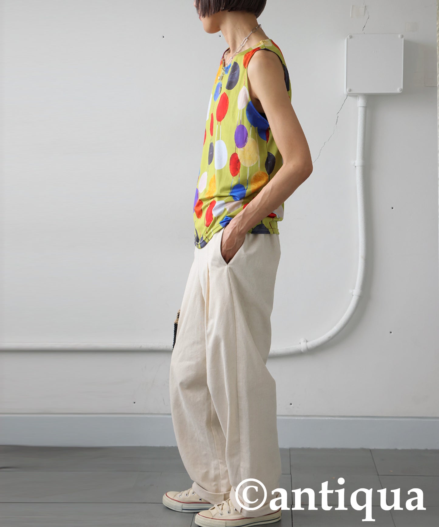 Ladies Colorful Dot Sleeveless Top