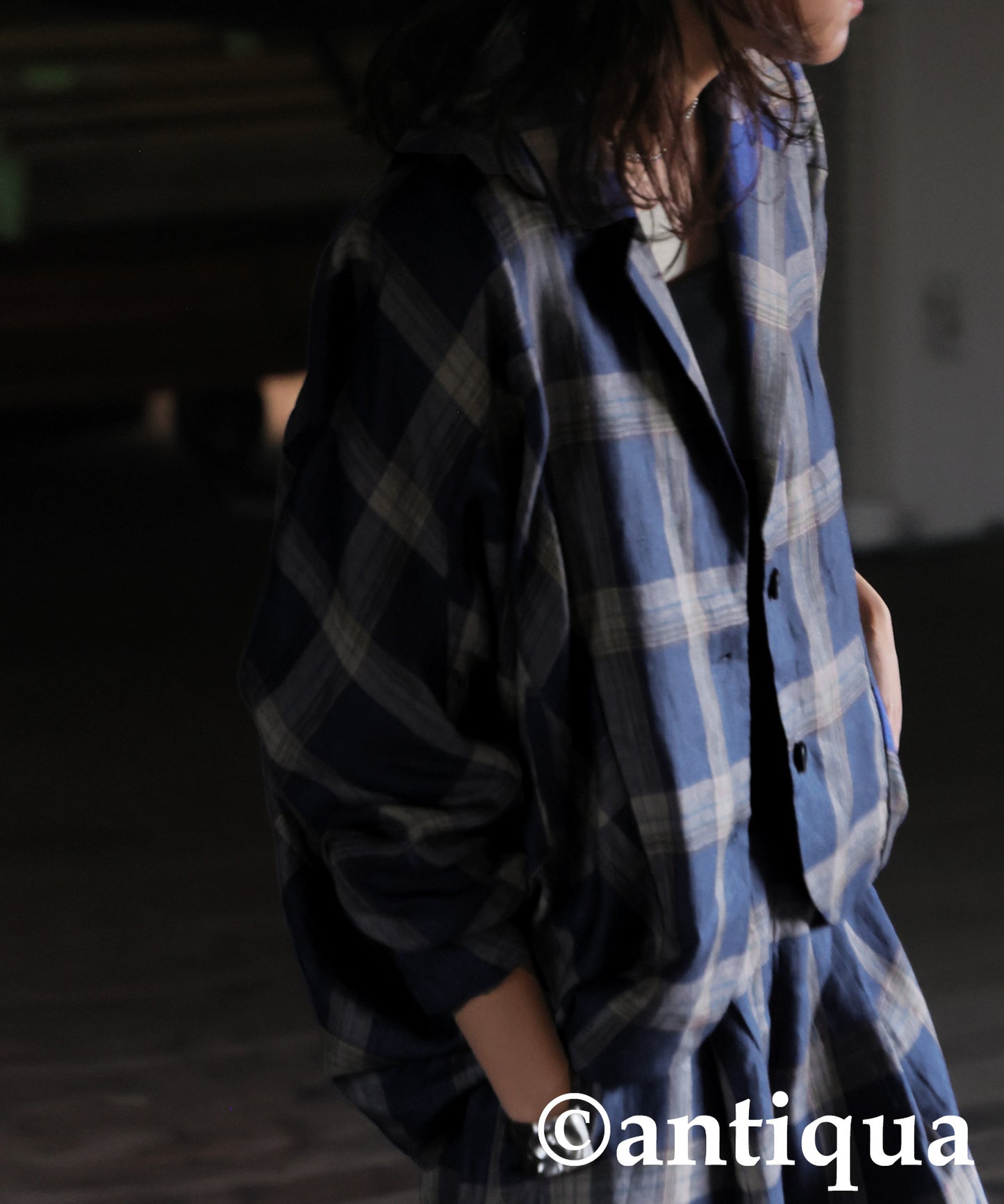 KYO Ladies Linen Checked Jacket