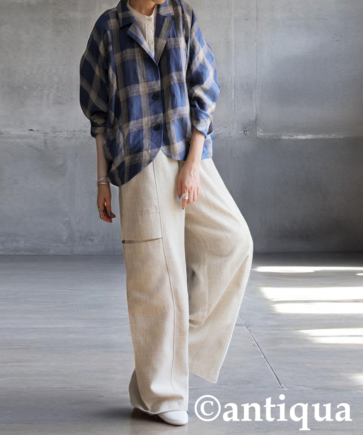 KYO Ladies Linen Checked Jacket