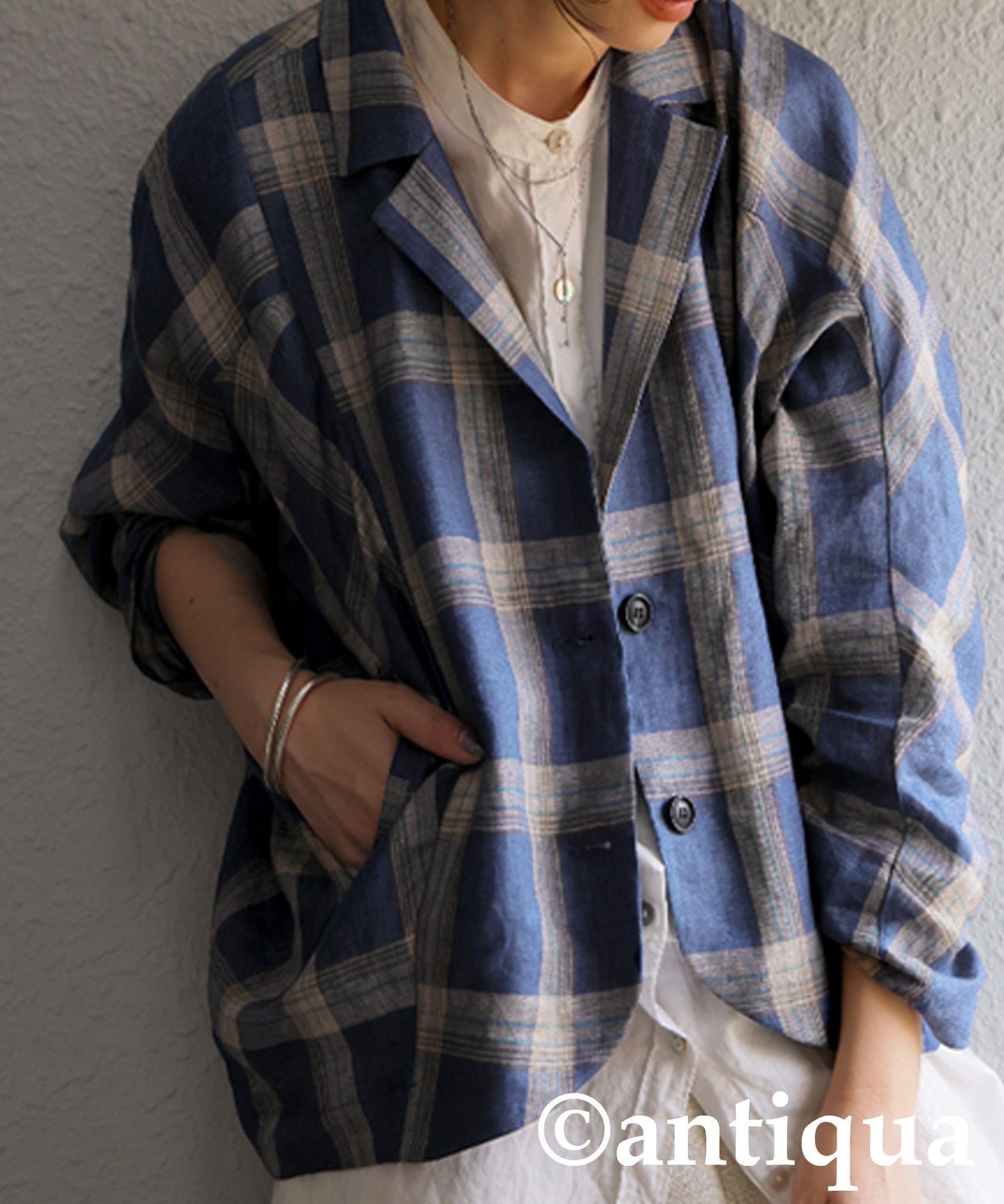 KYO Ladies Linen Checked Jacket