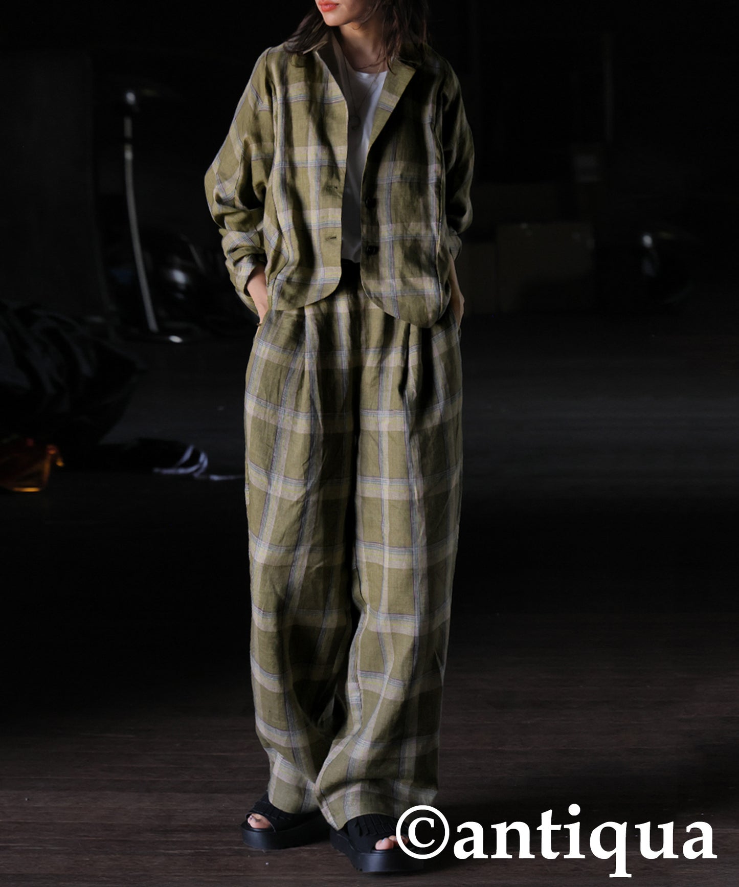 KYO Ladies Linen Checked Jacket