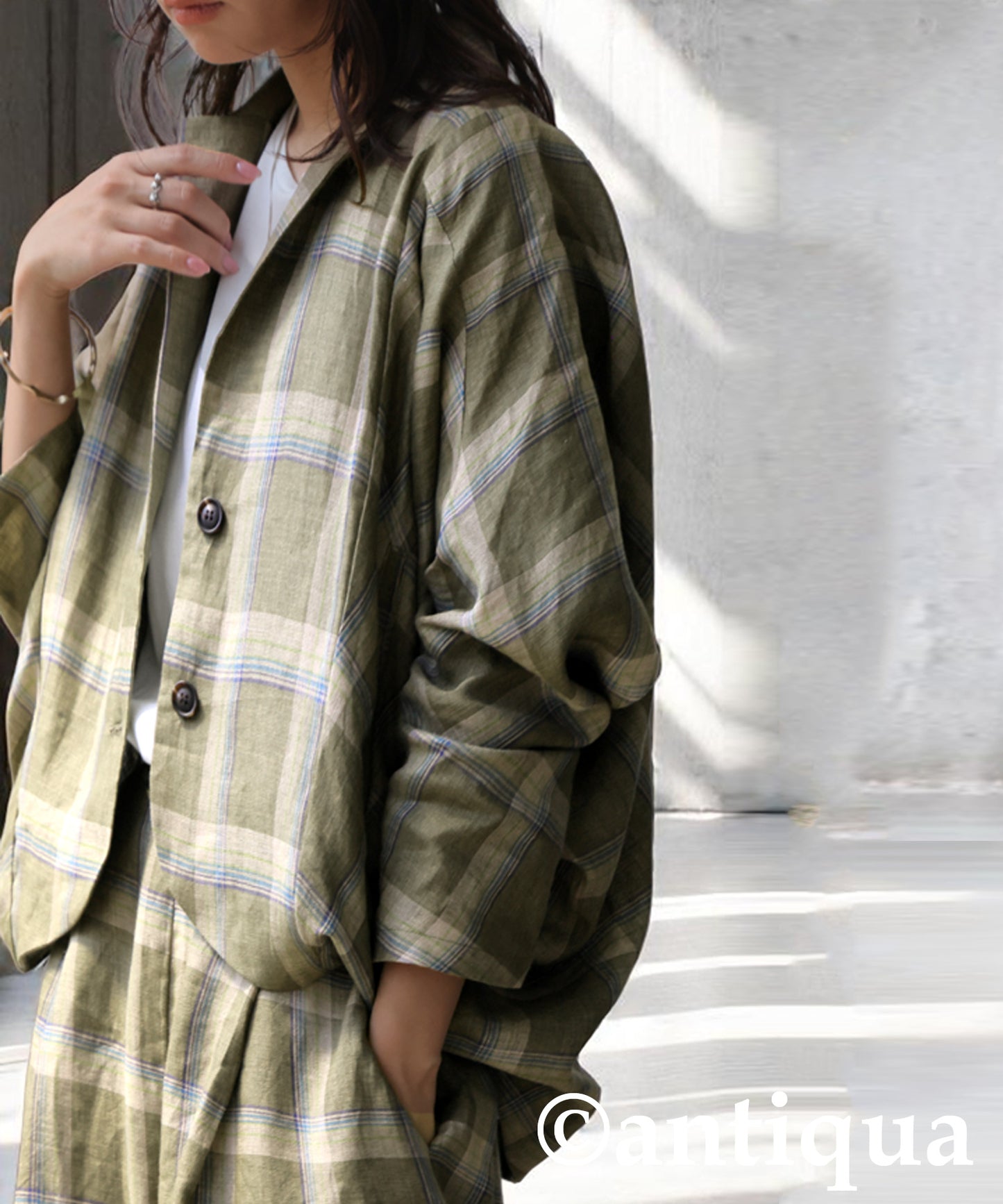 KYO Ladies Linen Checked Jacket