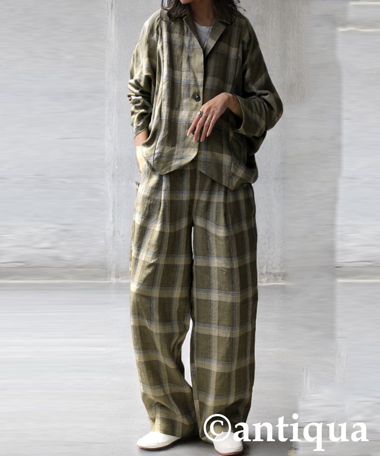 KYO Ladies Linen Checked Jacket