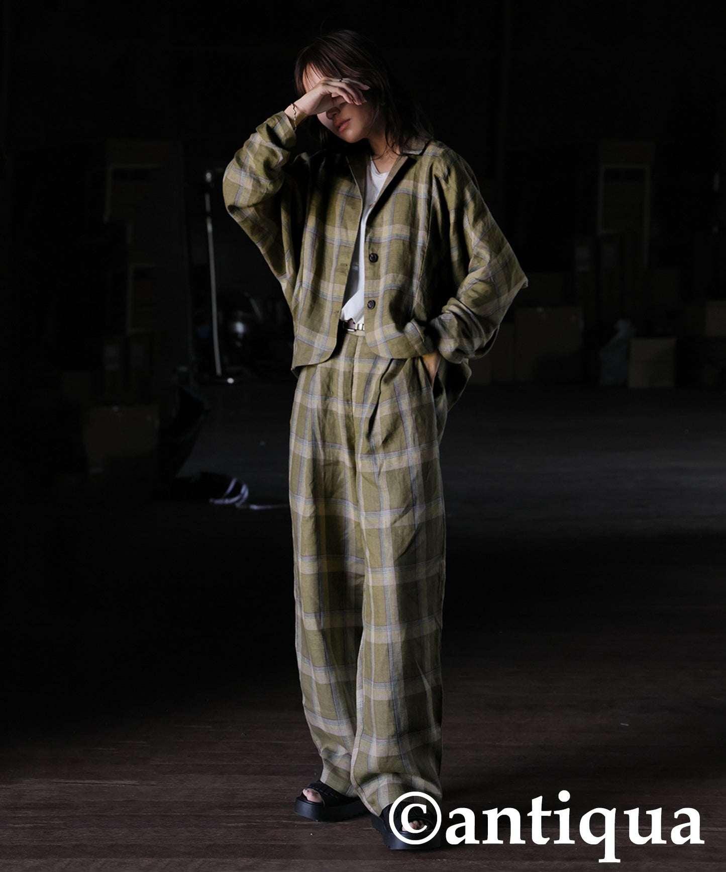 KYO Ladies Linen Checked Jacket