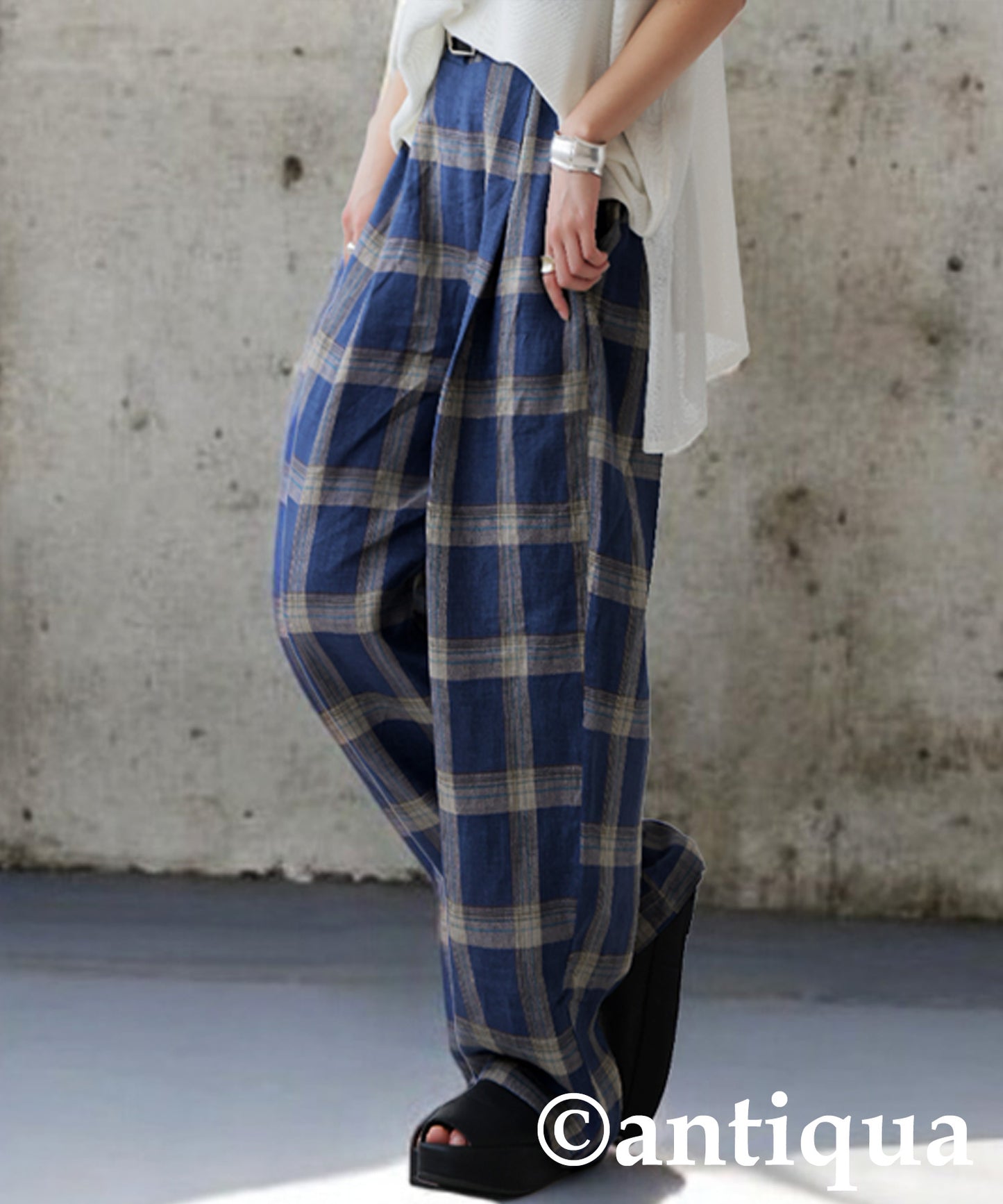 KYO Ladies Linen Checked Pants
