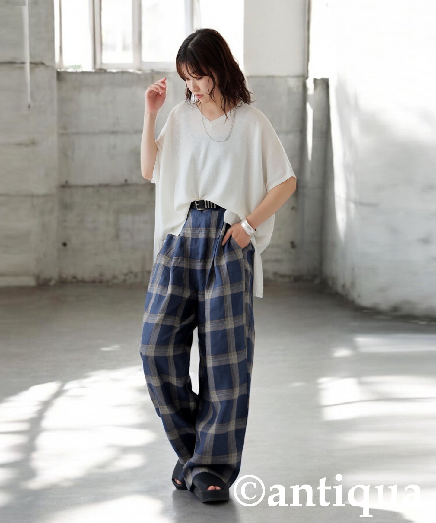 KYO Ladies Linen Checked Pants