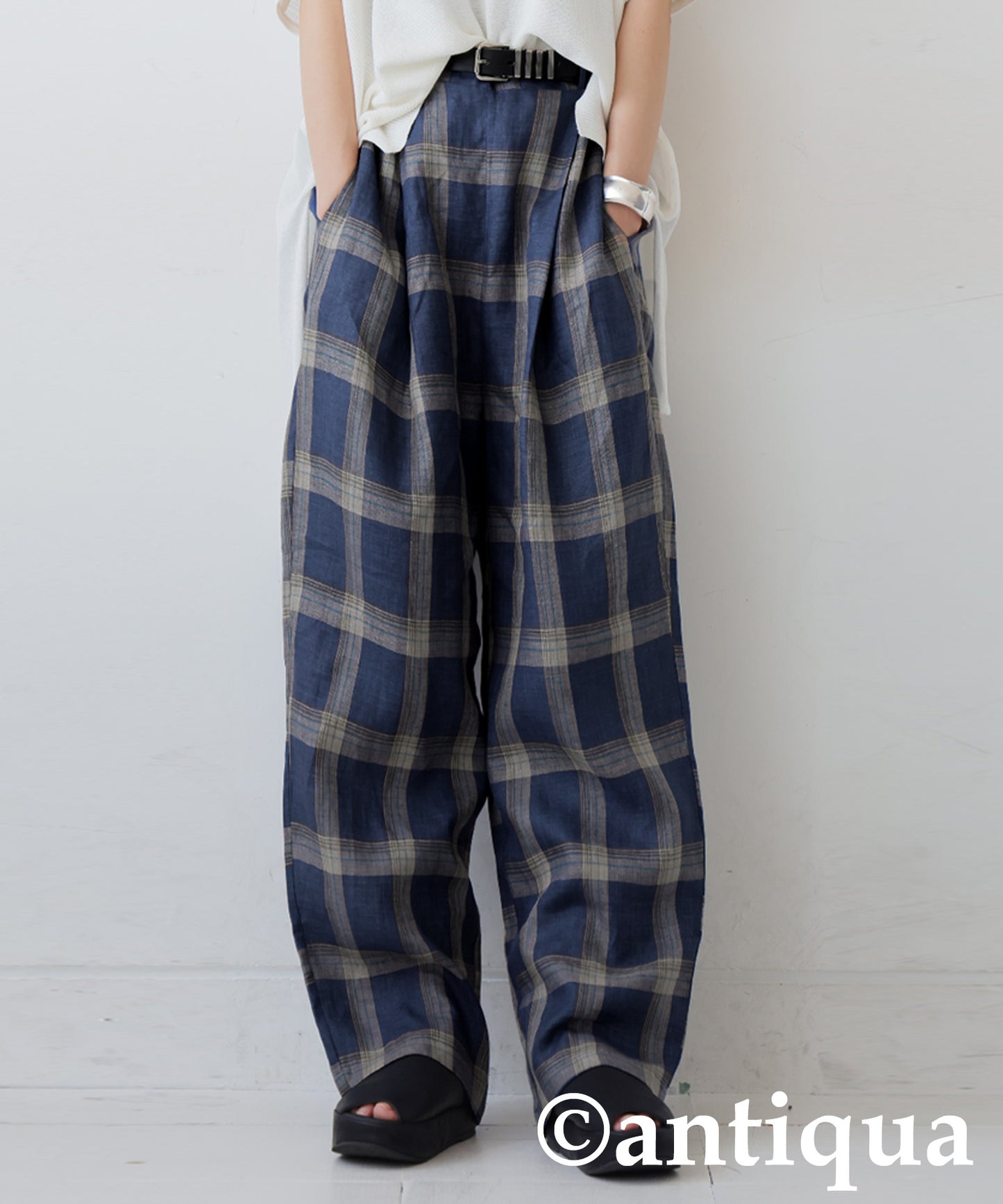 KYO Ladies Linen Checked Pants