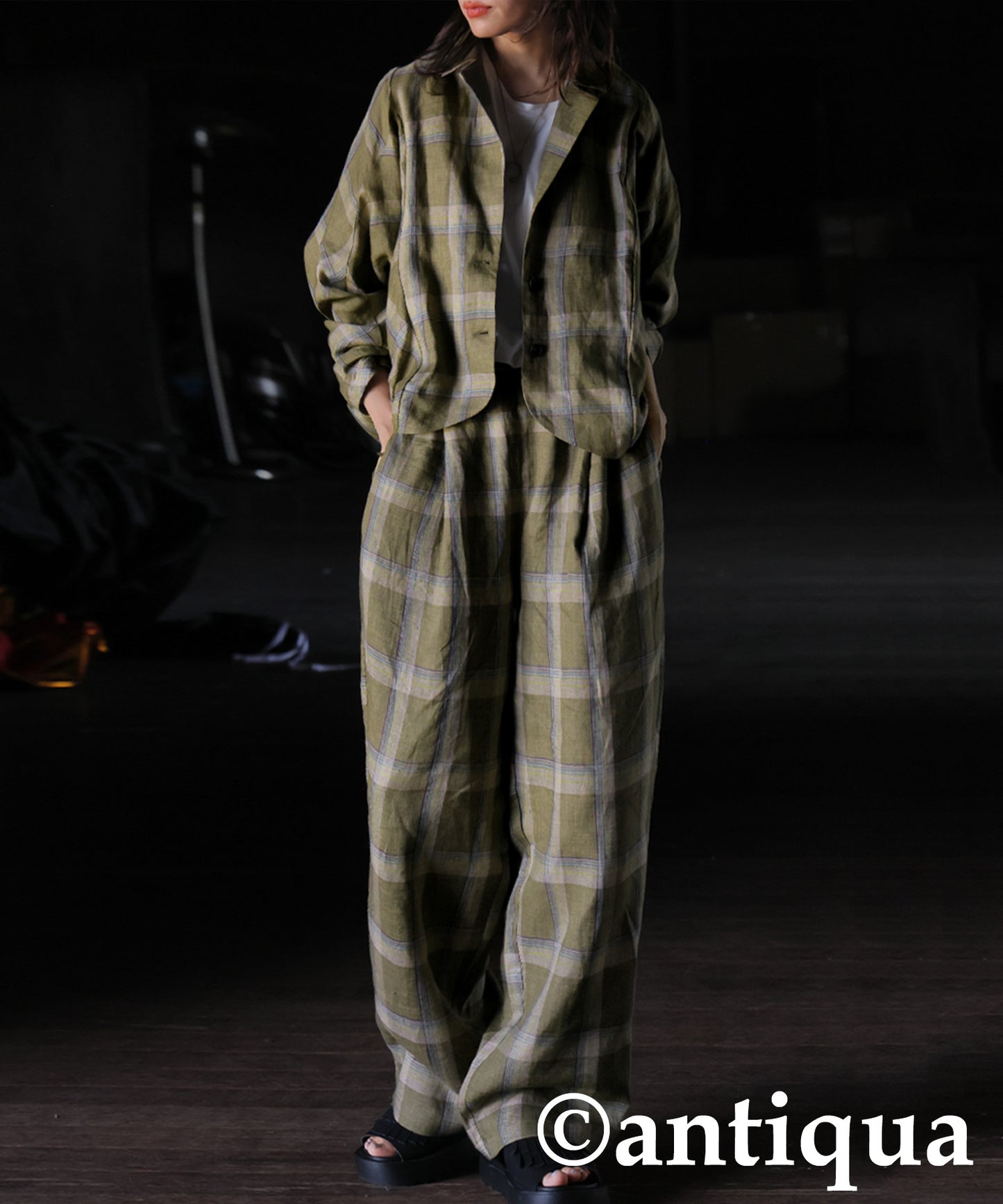 KYO Ladies Linen Checked Pants