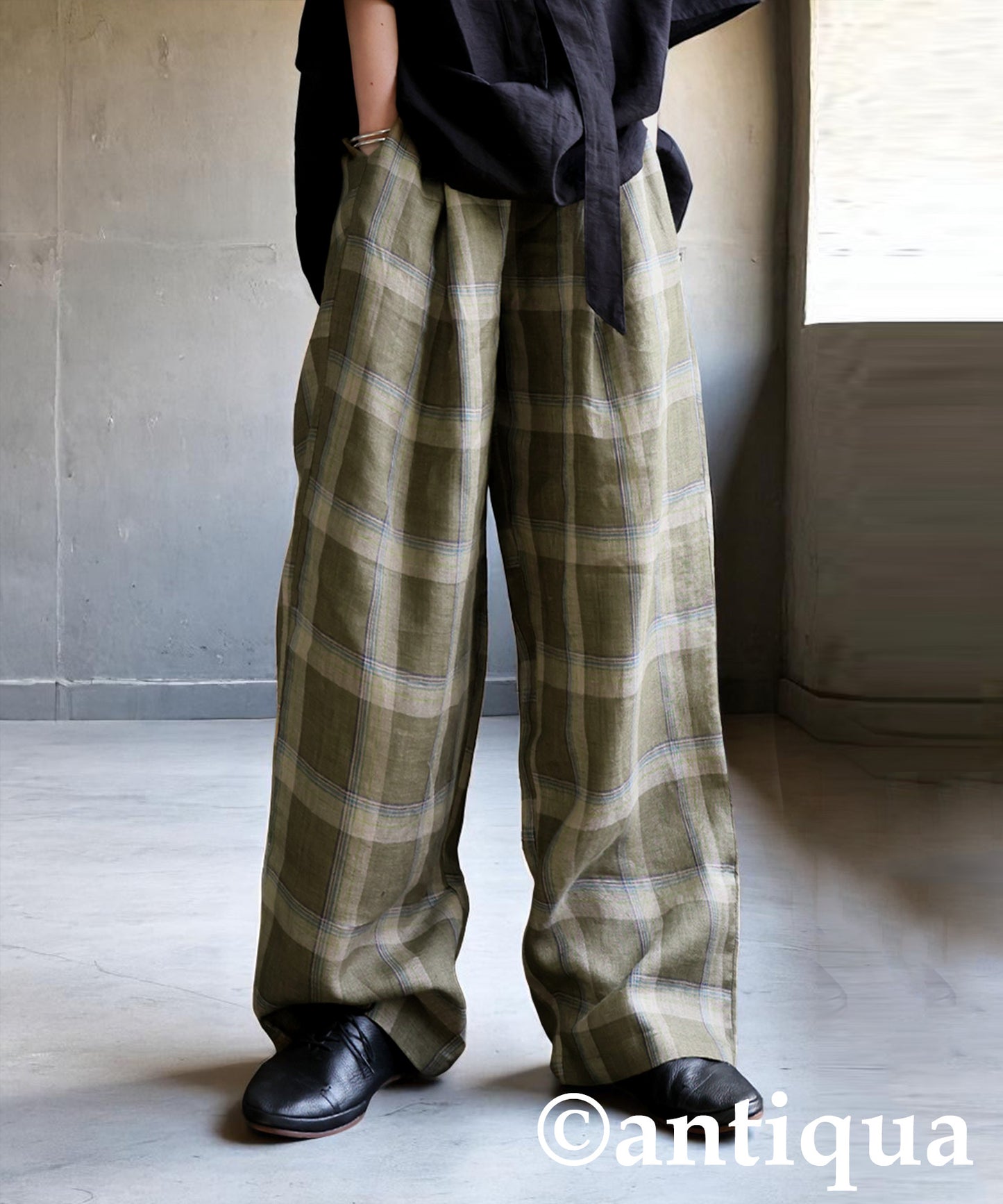 KYO Ladies Linen Checked Pants