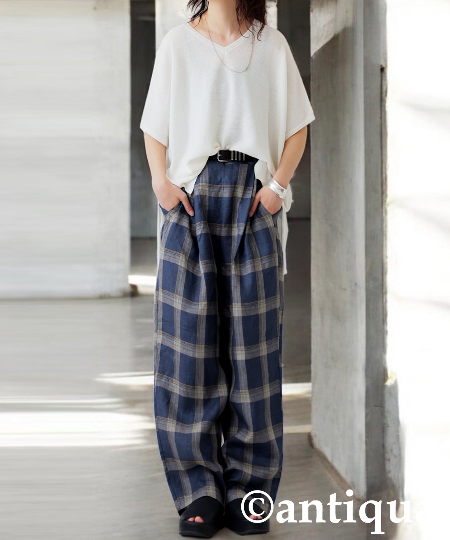 KYO Ladies Linen Checked Pants