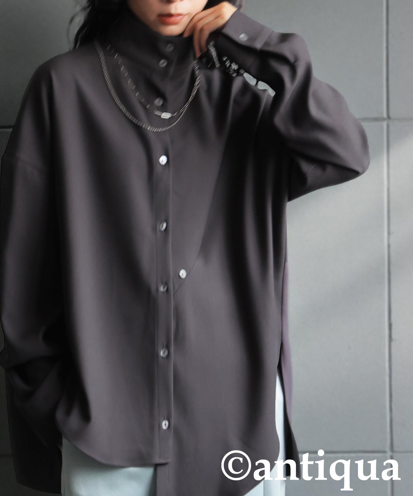 KYO Asymmetric Stand-Collar Shirt Ladies