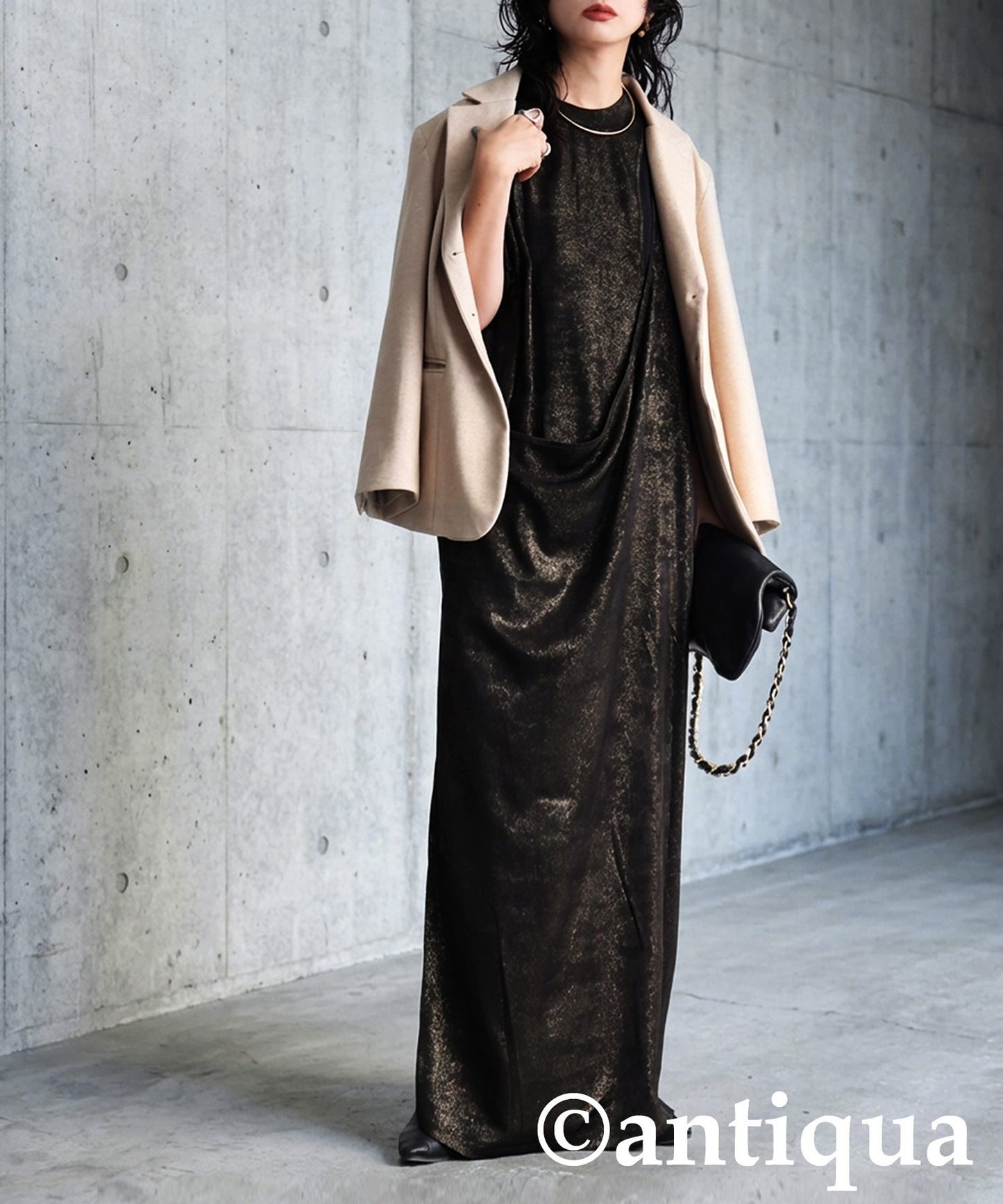 KYO Wrap-Style Long Dress Ladies