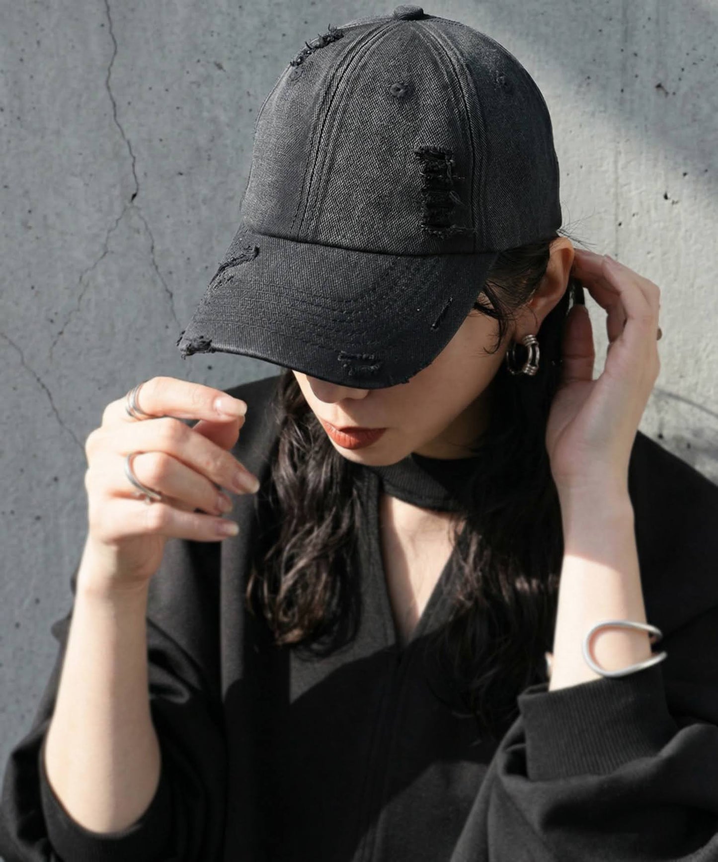 KYO 100% Cotton Distressed Cap Ladies