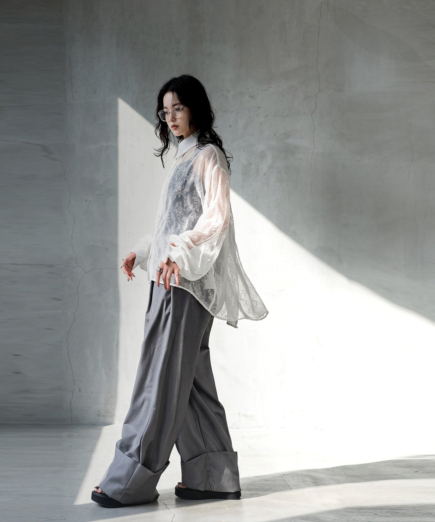 KYO Back Slit Sheer Shirt Ladies