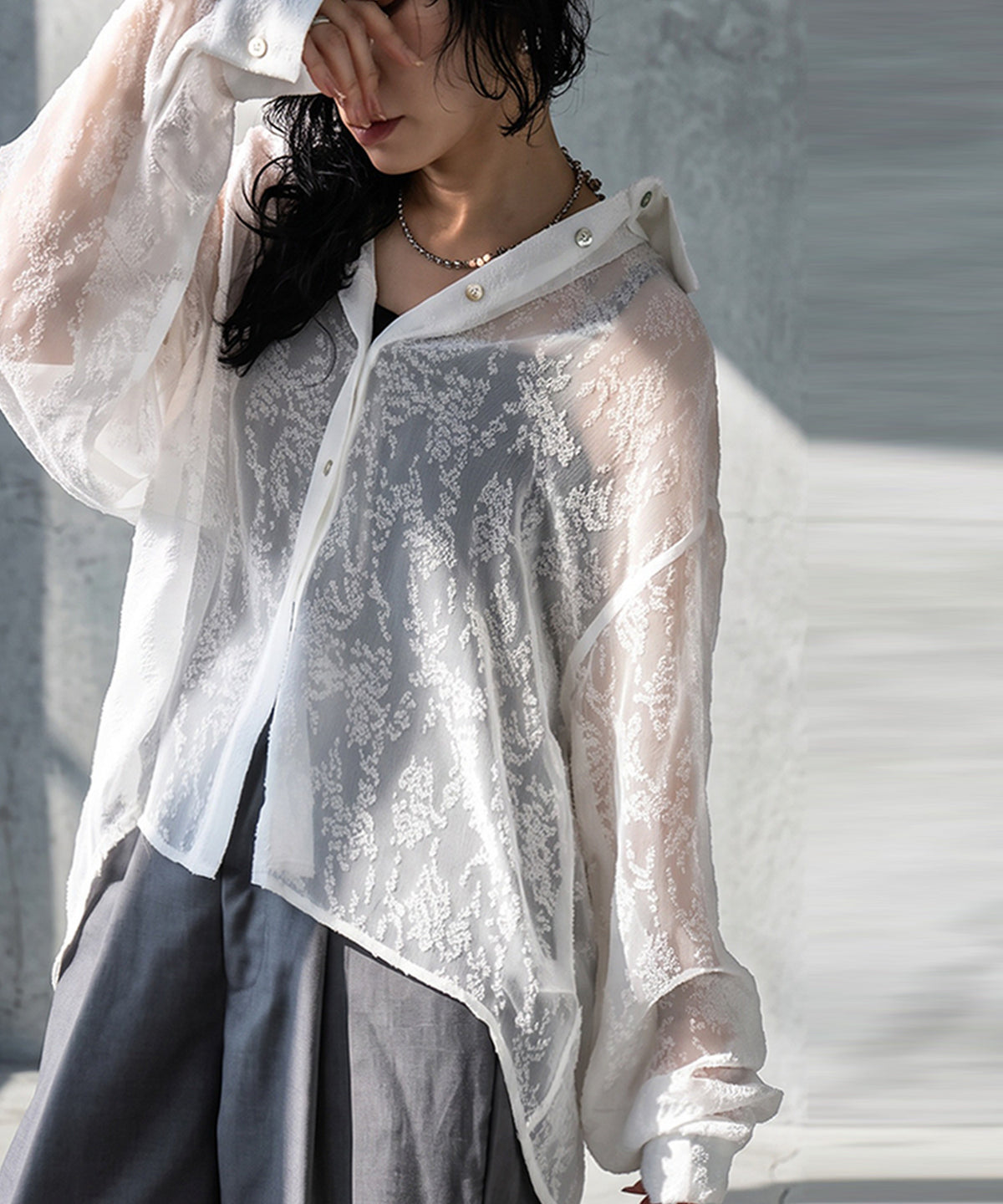 KYO Back Slit Sheer Shirt Ladies