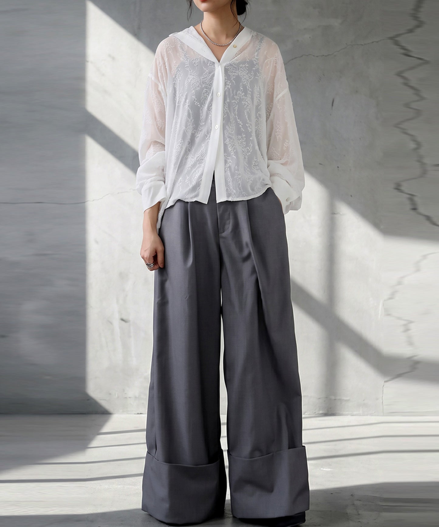 KYO Back Slit Sheer Shirt Ladies