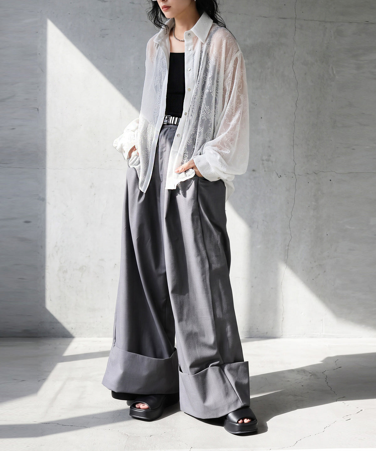 KYO Back Slit Sheer Shirt Ladies