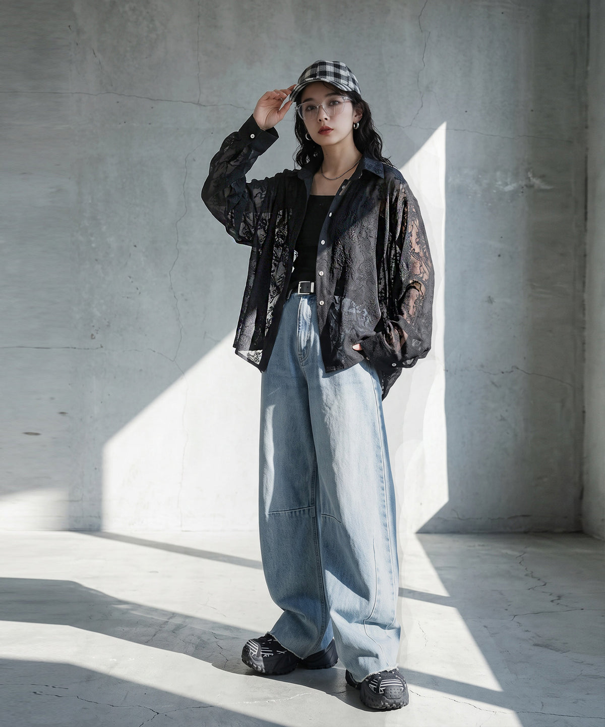 KYO Back Slit Sheer Shirt Ladies