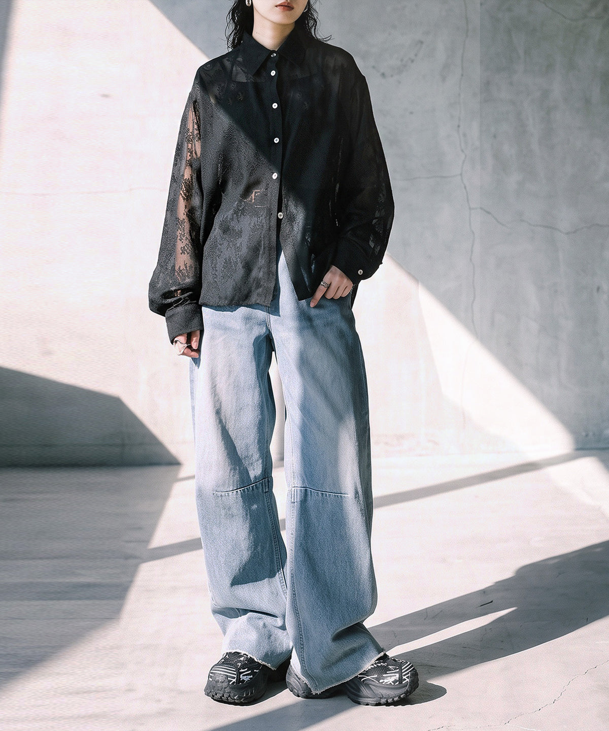 KYO Back Slit Sheer Shirt Ladies