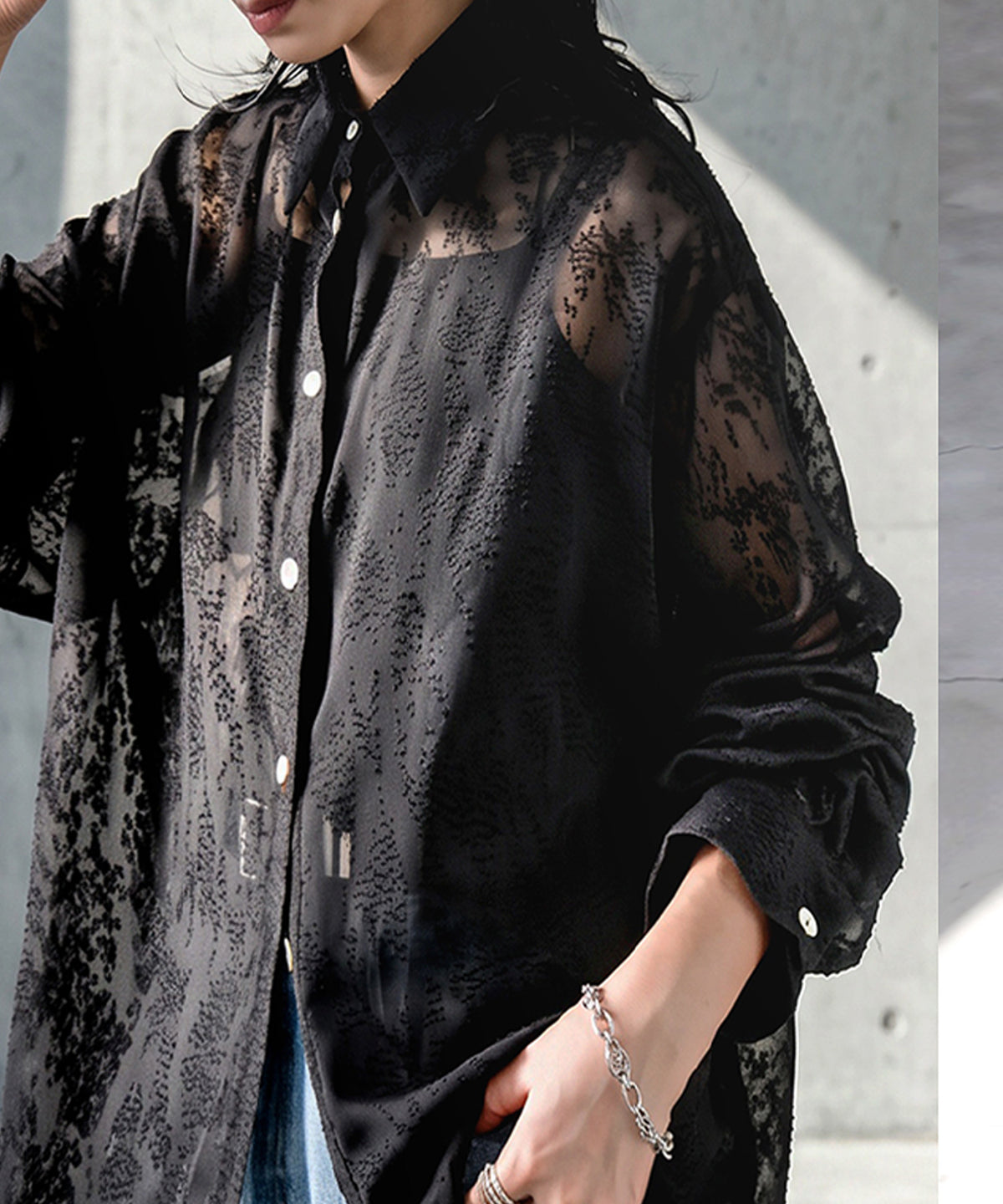 KYO Back Slit Sheer Shirt Ladies