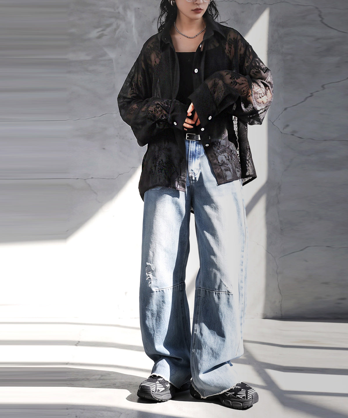 KYO Back Slit Sheer Shirt Ladies