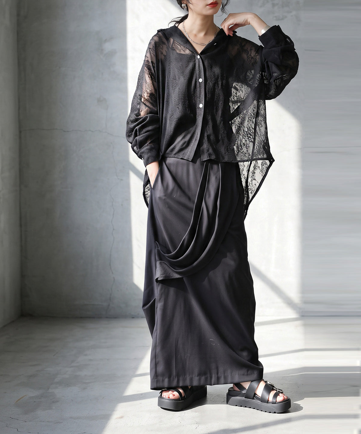 KYO Back Slit Sheer Shirt Ladies