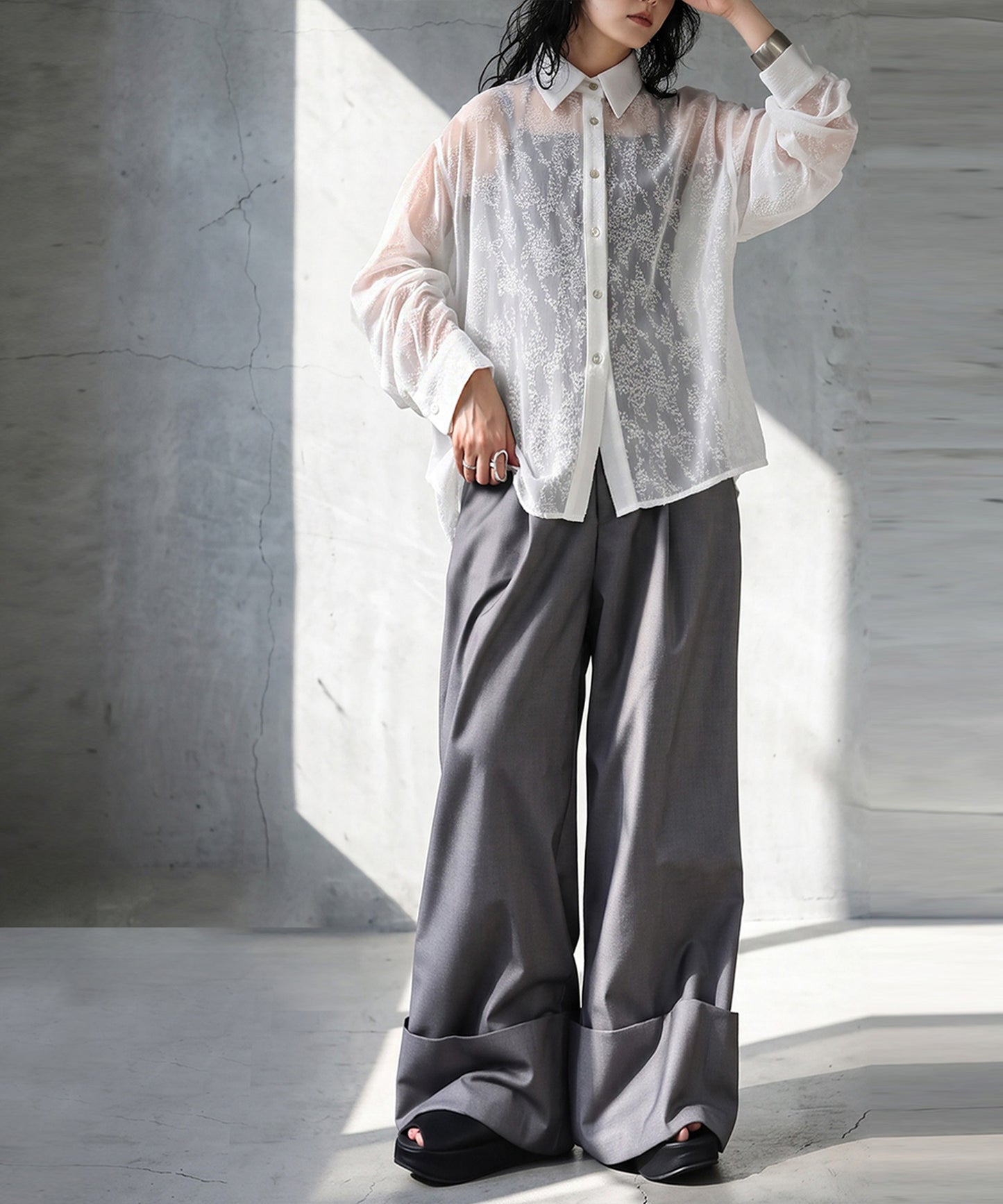 KYO Back Slit Sheer Shirt Ladies