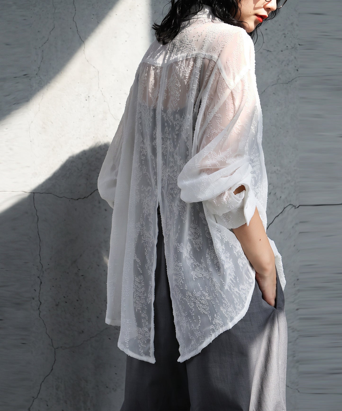 KYO Back Slit Sheer Shirt Ladies