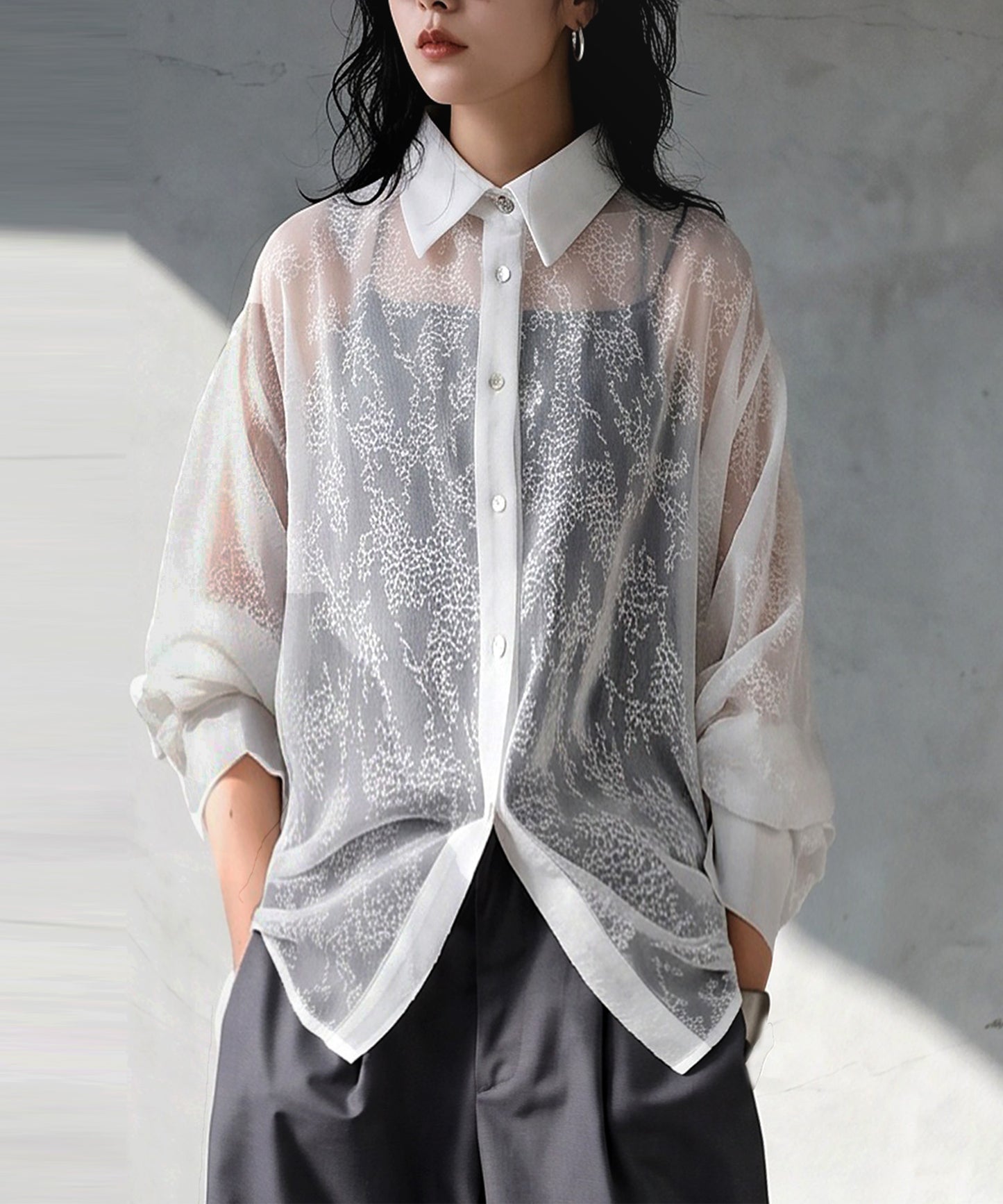 KYO Back Slit Sheer Shirt Ladies